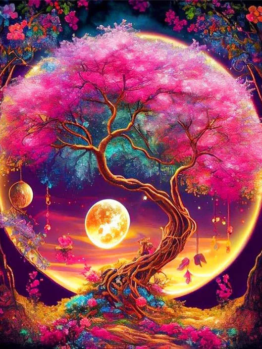 Fantasy Moon Tree Diamond Painting Kit