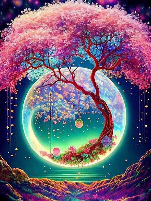 Fantasy Moon Tree Diamond Painting Kit