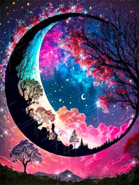 Fantasy Moon Tree Diamond Painting Kit